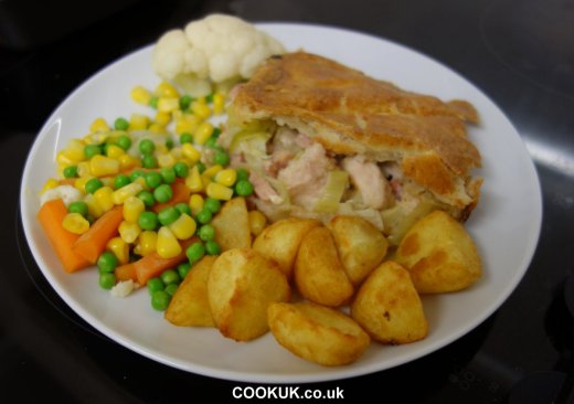 Chicken and Ham Pie with vegetables
