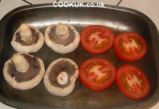 Tomatoes and mushrooms ready for baking