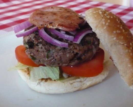 Beef Burger served with salad