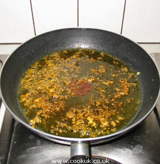 Fry spices in oil