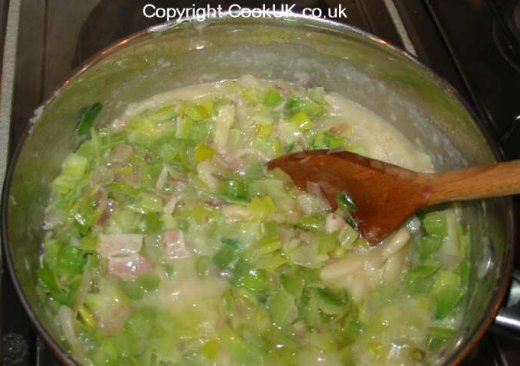 Cooking Butter Bean, leek and bacon soup