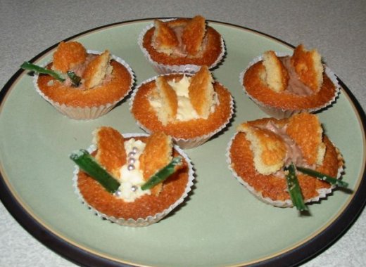 Butterfly cakes served on a plate