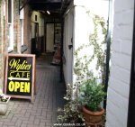 Entrance to Wylies cafe in Warwick