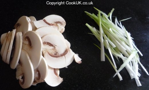 Shred spring onions