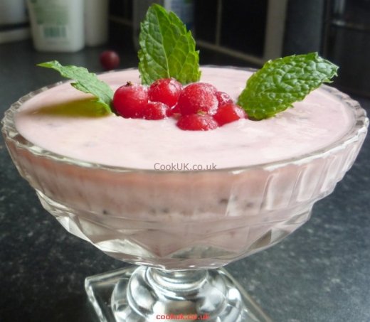 Gooseberry Fool with redcurrant topping