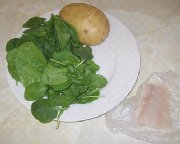 Ingredients for babu food meal haddock, spinach and potatoes