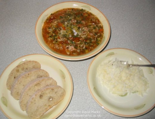 Minestrone Soup, Parmesan and Bread