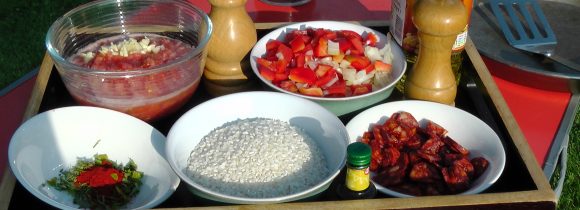 Ingredients for Pork and Chorizo Paella
