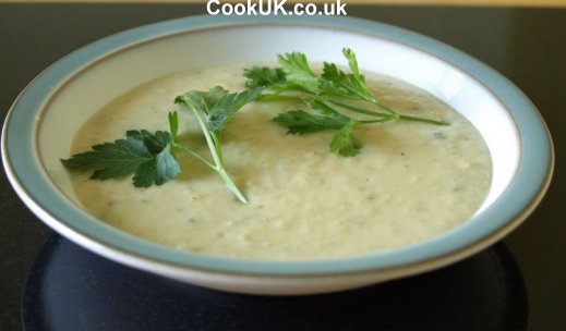 Potato and Blue Cheese Soup in a bowl