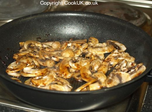 Mushrooms frying
